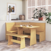 vidaXL mézbarna tömör fenyőfa étkezőasztal paddal