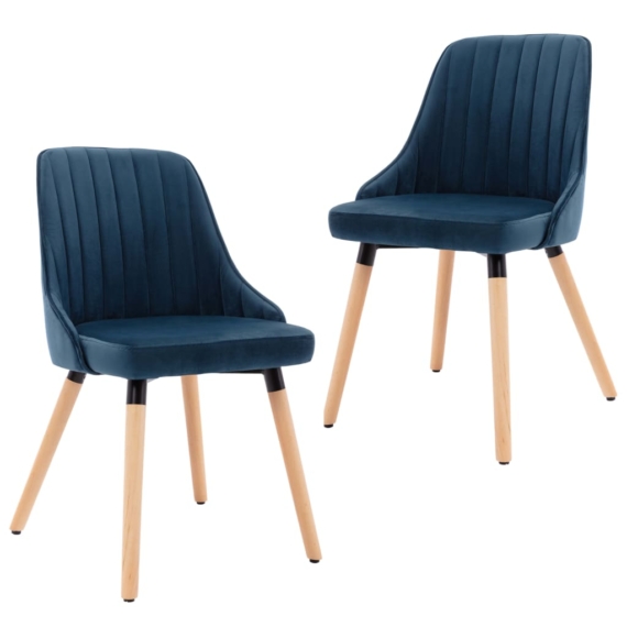 323051 vidaXL Dining Chairs 2 pcs Blue Velvet