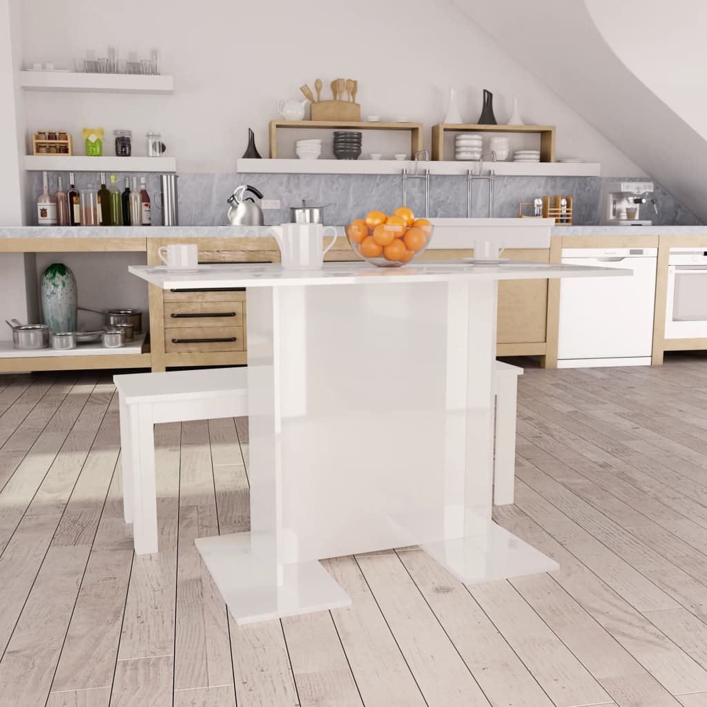 vidaXL magasfényű fehér forgácslap étkezőasztal 110 x 60 x 75 cm